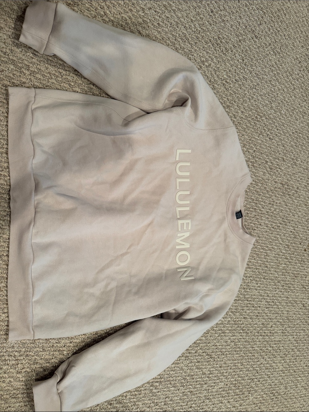 lululemon athletica Women's Light Cream Crewneck Sweatshirt with Center Logo